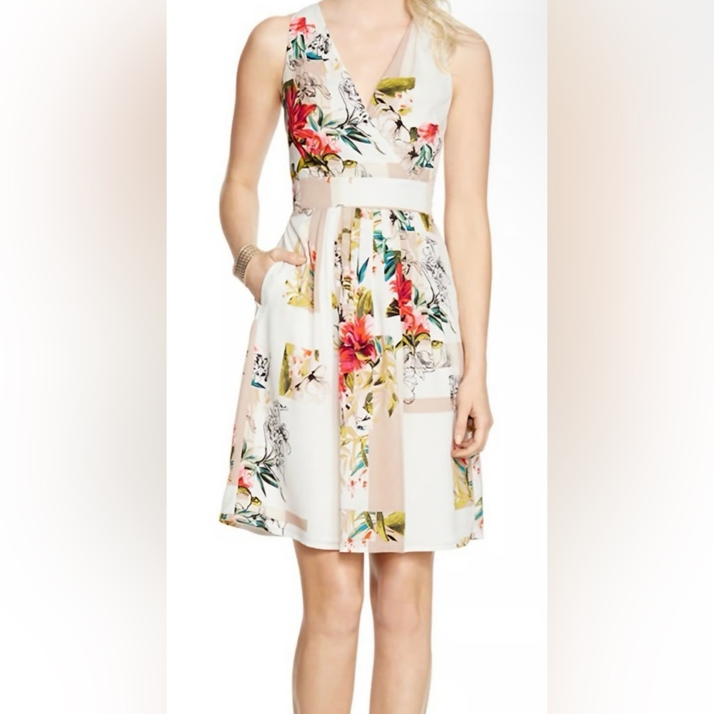White House Black Market Multicolor Floral Midi Dress